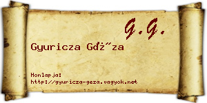 Gyuricza Géza névjegykártya